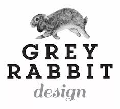 Wedding invitation design grey rabbit.