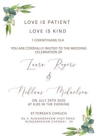 E invitation card for wedding in english.