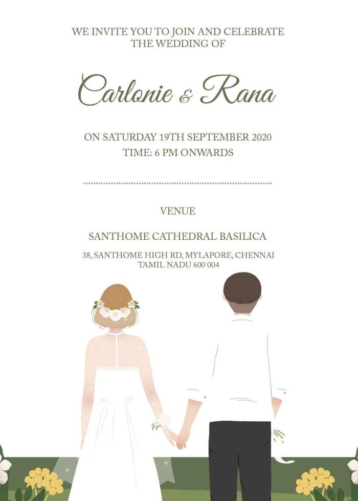 E invite for wedding in english.