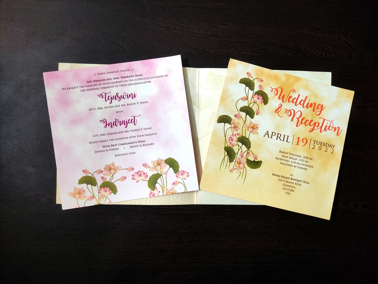 Lotus themed invitations